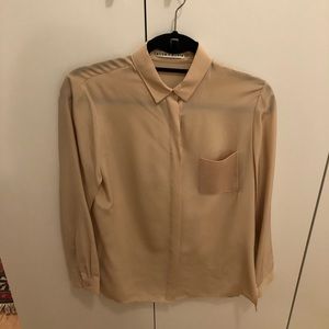 Alice and Olivia blush silk blouse